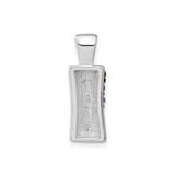 Sterling Silver Rectangular Pendant with Crystal Wave Design in Purple, Black, and Lavender