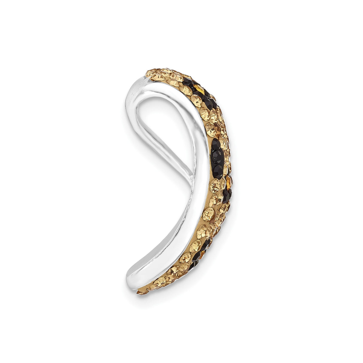 Sterling Silver Wide Band Ring with Black and Gold Tone Crystal Accents, Daisy Floral Design