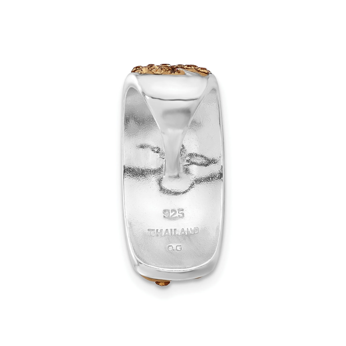 Sterling Silver Wide Band Ring with Black and Gold Tone Crystal Accents, Daisy Floral Design