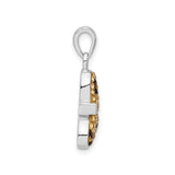 Sterling Silver Butterfly Pendant with Yellow and Black Crystals, Nature-Inspired Design