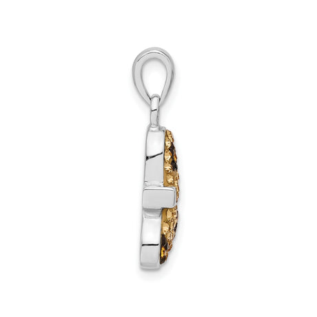 Sterling Silver Butterfly Pendant with Yellow and Black Crystals, Nature-Inspired Design