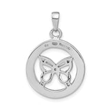 Sterling Silver Butterfly Pendant with Blue and Clear Crystals, Openwork Nature Design