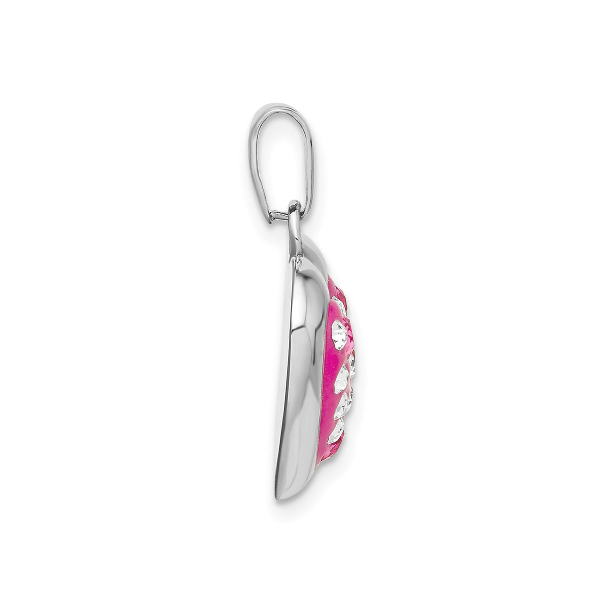 Sterling Silver Heart Pendant with Pink and Clear Crystals, Enamel Charm for Women or Teens