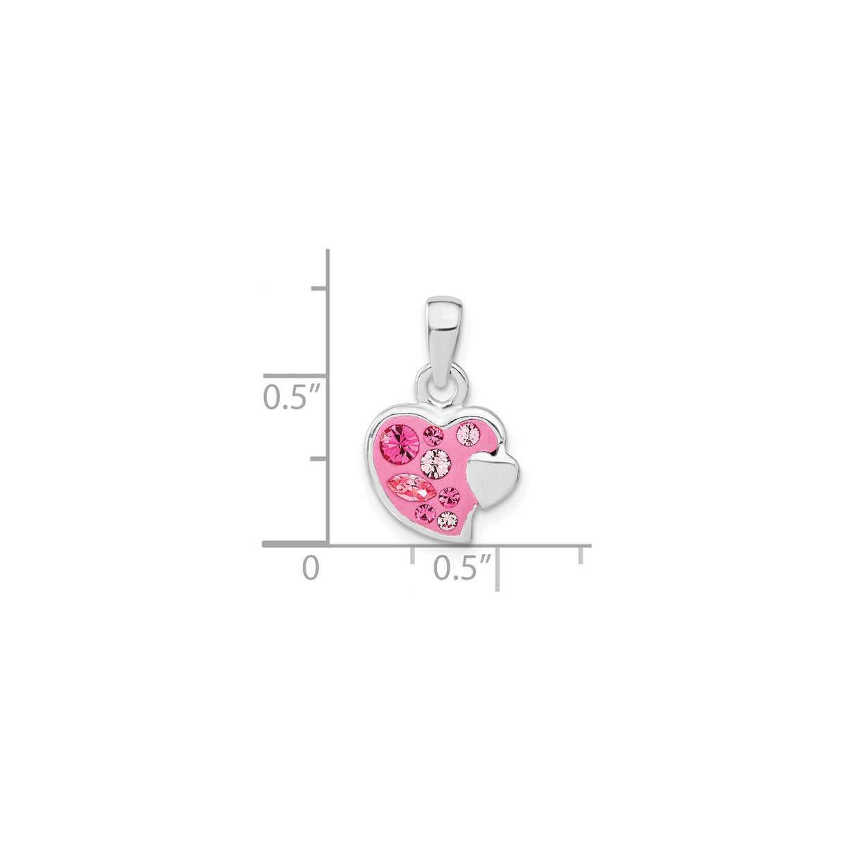 Sterling Silver Heart Pendant with Pink Enamel and Cubic Zirconia Accents, Romantic Jewelry for Women