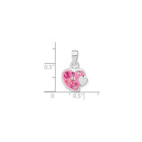 Sterling Silver Heart Pendant with Pink Enamel and Cubic Zirconia Accents, Romantic Jewelry for Women