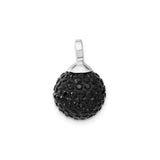 Sterling Silver Pendant with Black Crystal Pavé, Round Orb Charm, Modern Minimalist Style for Women