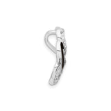 Sterling Silver Heart Charm with Clear Crystals, Intertwined Hearts and Black Enamel