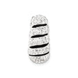 Sterling Silver Cocktail Ring with Cubic Zirconia and Black Enamel Stripes, Bold Statement Style