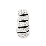 Sterling Silver Cocktail Ring with Cubic Zirconia and Black Enamel Stripes, Bold Statement Style