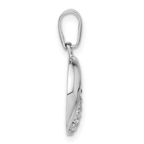 CZ Black White Oval Charm Pendant in Real 925 Sterling Silver