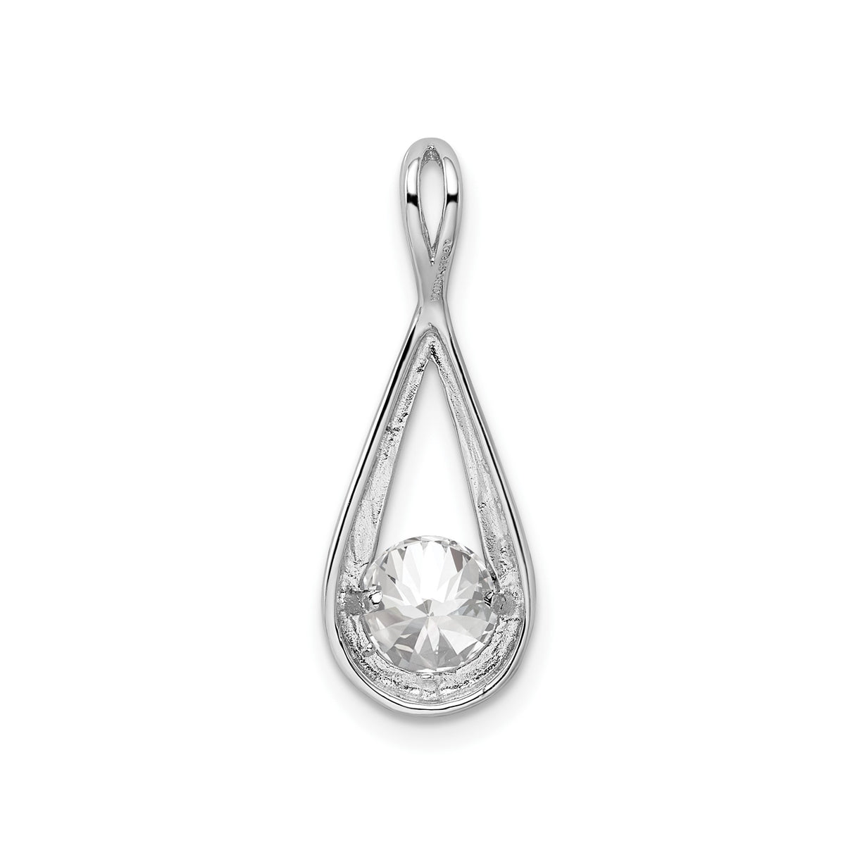 Sterling Silver Teardrop Pendant with Cubic Zirconia, Twist Open Design, Minimalist Jewelry for Women