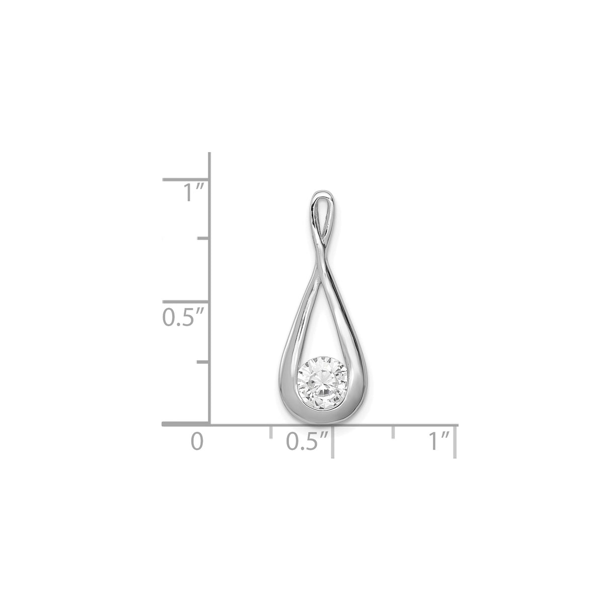 Sterling Silver Teardrop Pendant with Cubic Zirconia, Twist Open Design, Minimalist Jewelry for Women