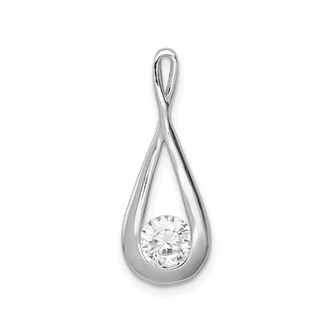 Sterling Silver Teardrop Pendant with Cubic Zirconia, Twist Open Design, Minimalist Jewelry for Women