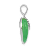 Sterling Silver Heart Pendant with Green Jade, Swirl Design, Symbol of Love and Harmony