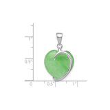 Sterling Silver Heart Pendant with Green Jade, Swirl Design, Symbol of Love and Harmony