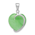 Sterling Silver Heart Pendant with Green Jade, Swirl Design, Symbol of Love and Harmony