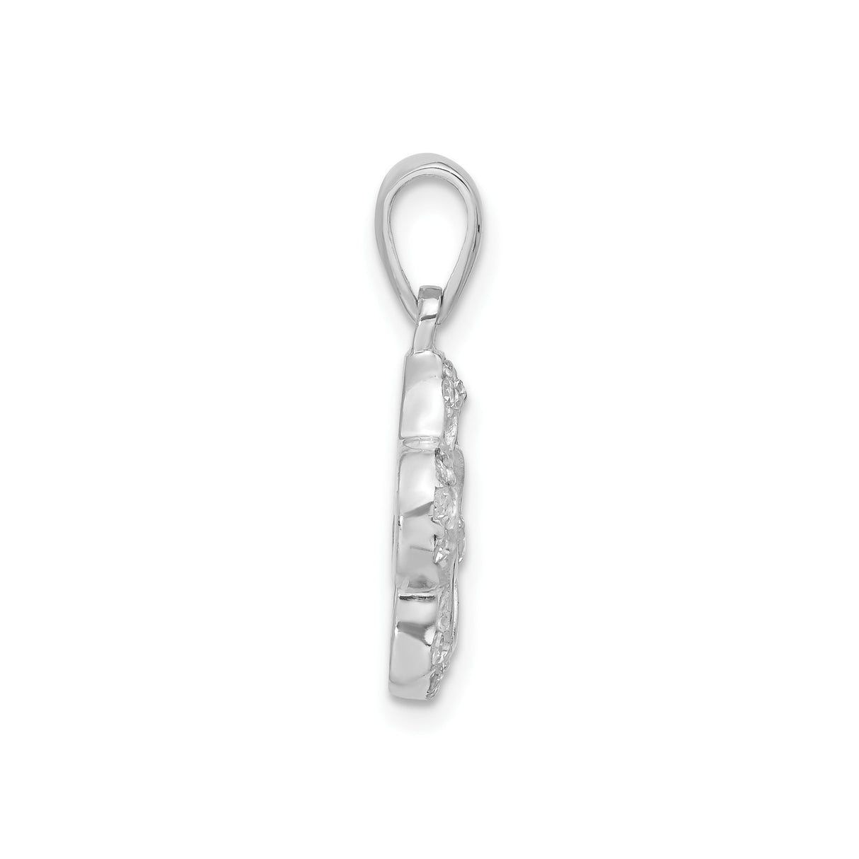 Sterling Silver Pendant with Cubic Zirconia, Flower Swirl Design, Feminine Floral Jewelry for Women