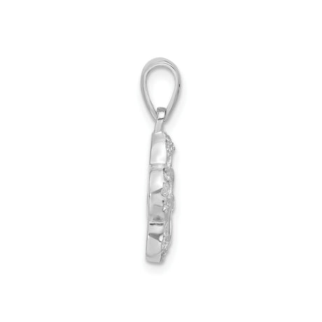 Sterling Silver Pendant with Cubic Zirconia, Flower Swirl Design, Feminine Floral Jewelry for Women