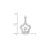 Sterling Silver Pendant with Cubic Zirconia, Flower Swirl Design, Feminine Floral Jewelry for Women