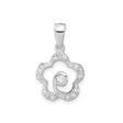 Sterling Silver Pendant with Cubic Zirconia, Flower Swirl Design, Feminine Floral Jewelry for Women