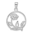 Sterling Silver Flower Pendant with Openwork Daisy and Leaf Design