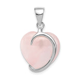 Sterling Silver Heart Pendant with Rose Quartz and Crescent Moon Design