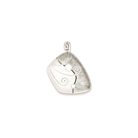 Sterling Silver Pendant with Cubic Zirconia, Spiral and Feather Motif, Boho Artistic Design
