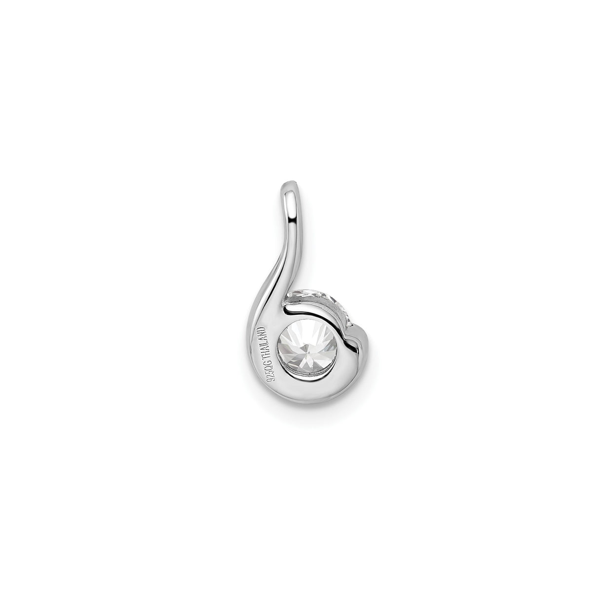 Sterling Silver Swirl Pendant with Round Cut Cubic Zirconia, Minimalist Modern Design for Women