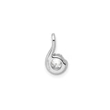 Sterling Silver Swirl Pendant with Round Cut Cubic Zirconia, Minimalist Modern Design for Women