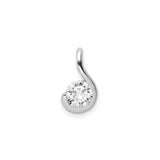 Sterling Silver Swirl Pendant with Round Cut Cubic Zirconia, Minimalist Modern Design for Women