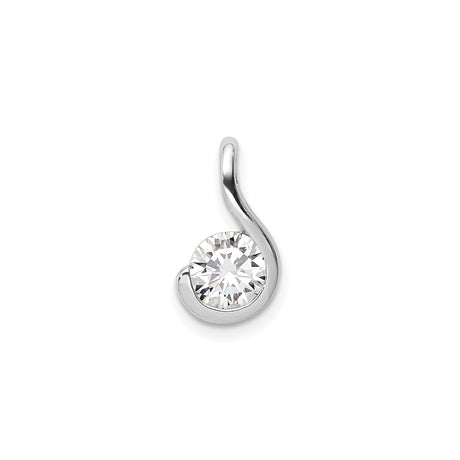 Sterling Silver Swirl Pendant with Round Cut Cubic Zirconia, Minimalist Modern Design for Women
