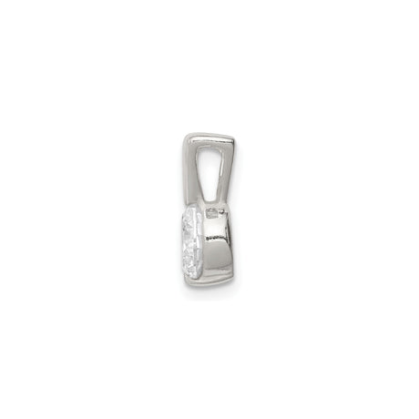 Sterling Silver Solitaire Pendant with Round Cubic Zirconia, Minimalist Design