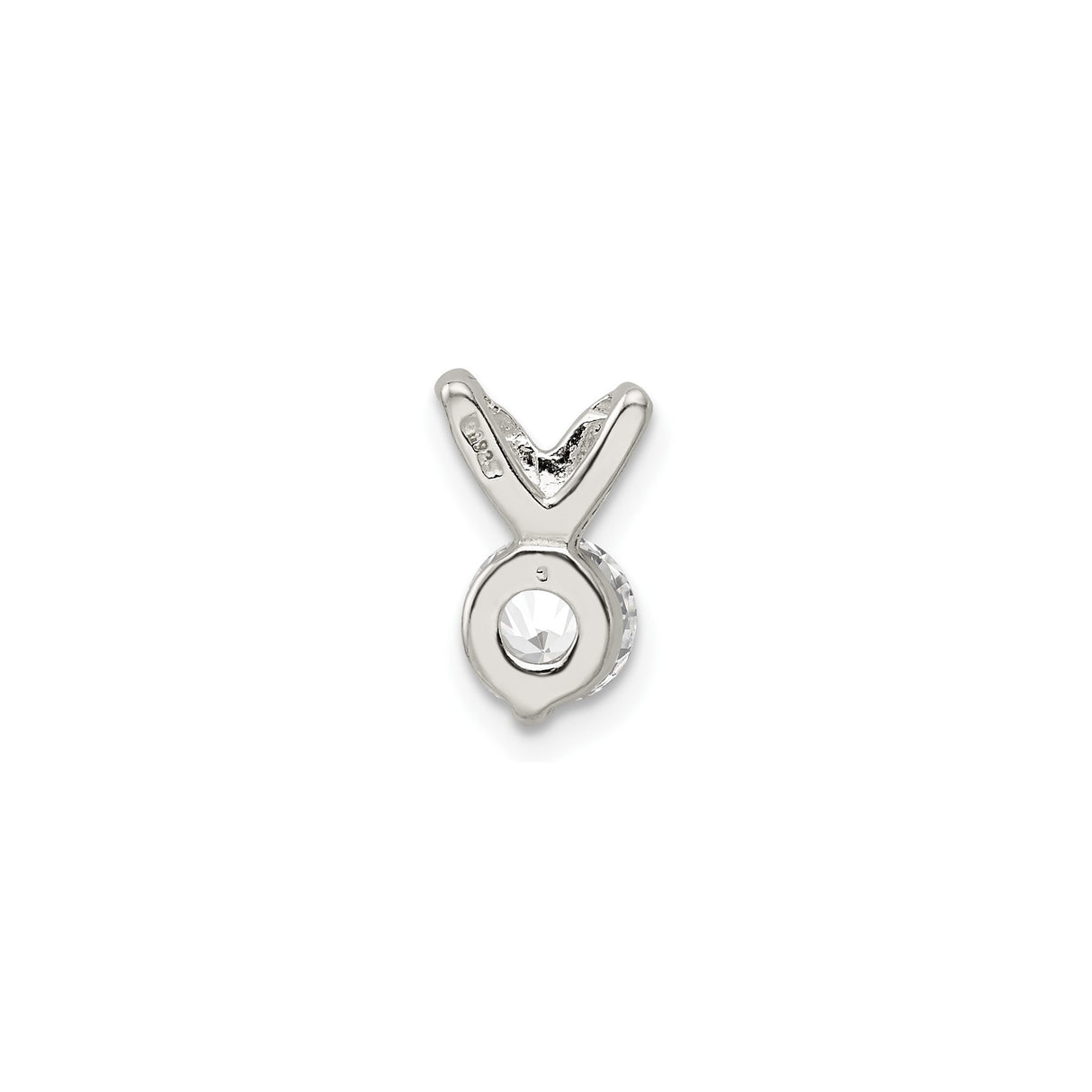 Sterling Silver Solitaire Pendant with Round Cubic Zirconia, Minimalist Design