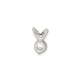 Sterling Silver Solitaire Pendant with Round Cubic Zirconia, Minimalist Design