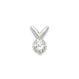Sterling Silver Solitaire Pendant with Round Cubic Zirconia, Minimalist Design