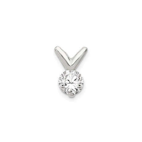 Sterling Silver Solitaire Pendant with Round Cubic Zirconia, Minimalist Design