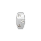 Sterling Silver Ring with Cubic Zirconia, Three Stone Bezel Set Minimalist Band