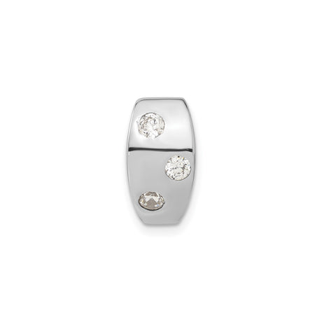 Sterling Silver Ring with Cubic Zirconia, Three Stone Bezel Set Minimalist Band