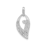Sterling Silver Angel Wing Pendant with Cubic Zirconia, Textured Feather Design, Faith and Remembrance