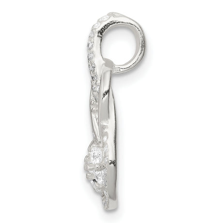 Sterling Silver Infinity Pendant with Cubic Zirconia Cluster, Intertwined Design for Women