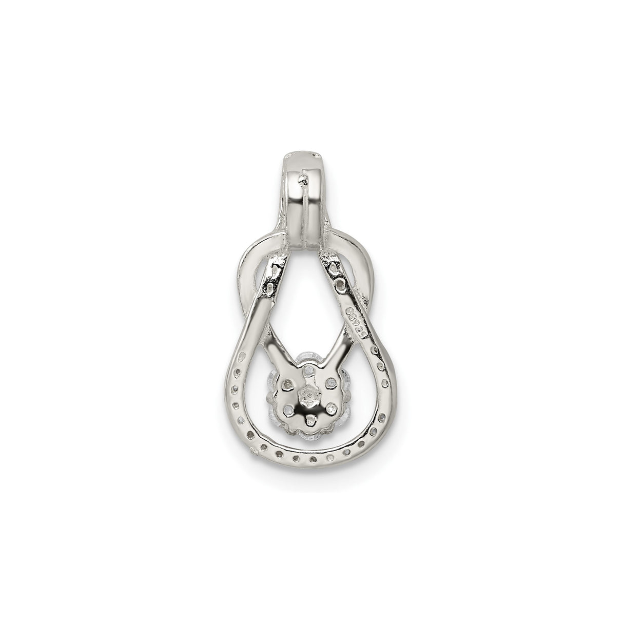 Sterling Silver Infinity Pendant with Cubic Zirconia Cluster, Intertwined Design for Women