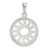 Sterling Silver Sunburst Pendant, Openwork Circular Sun Symbol, Celestial Boho Talisman