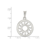 Sterling Silver Sunburst Pendant, Openwork Circular Sun Symbol, Celestial Boho Talisman