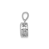 Sterling Silver Pendant with Bezel Set Cubic Zirconia, Round Milgrain Circle Design