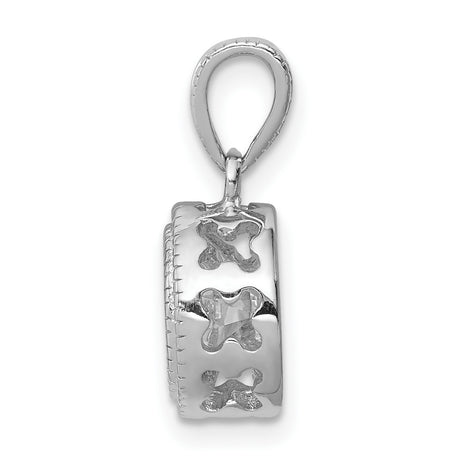 Sterling Silver Pendant with Bezel Set Cubic Zirconia, Round Milgrain Circle Design