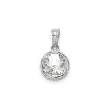 Sterling Silver Pendant with Bezel Set Cubic Zirconia, Round Milgrain Circle Design