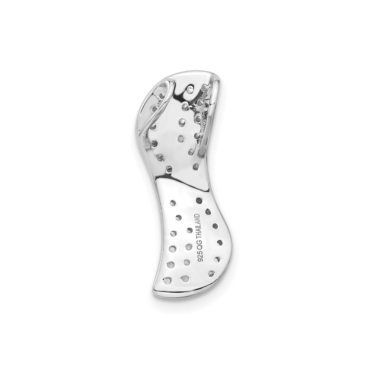 Sterling Silver Wave Pendant with Cubic Zirconia, Swirl Motif, Modern Design for Women