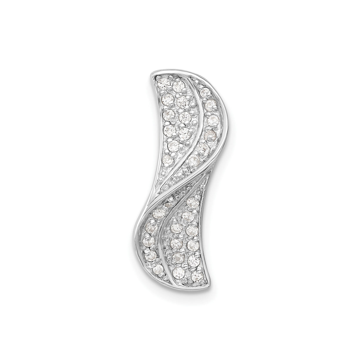 Sterling Silver Wave Pendant with Cubic Zirconia, Swirl Motif, Modern Design for Women