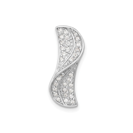 Sterling Silver Wave Pendant with Cubic Zirconia, Swirl Motif, Modern Design for Women