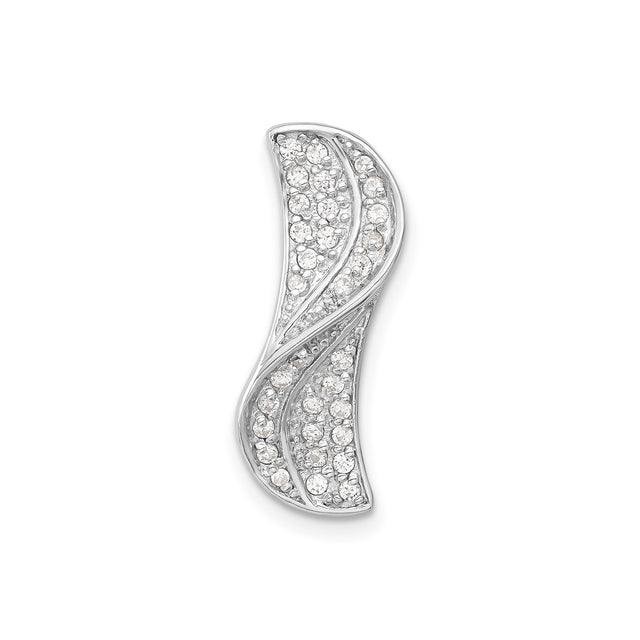 Sterling Silver Wave Pendant with Cubic Zirconia, Swirl Motif, Modern Design for Women